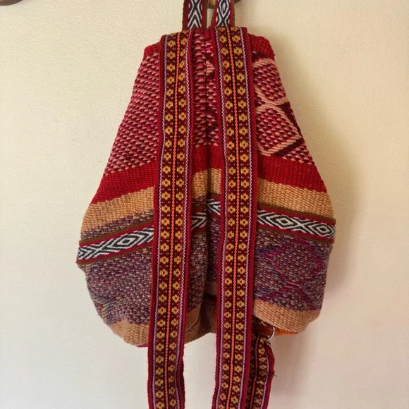 Colorful Woven boho Backpack purse - Picture 3 of 11